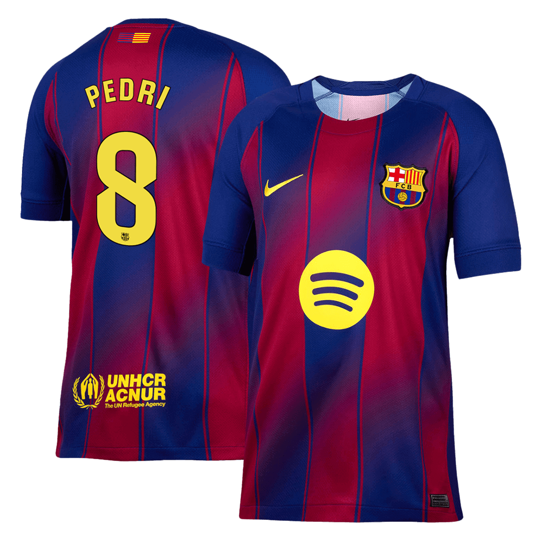 Camiseta de fútbol local del Barcelona PEDRI #8 2025/26 roja y azul