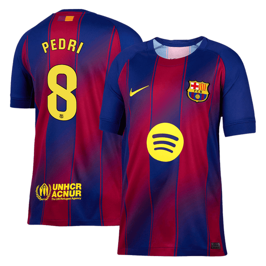 Camiseta de fútbol local del Barcelona PEDRI #8 2025/26 roja y azul