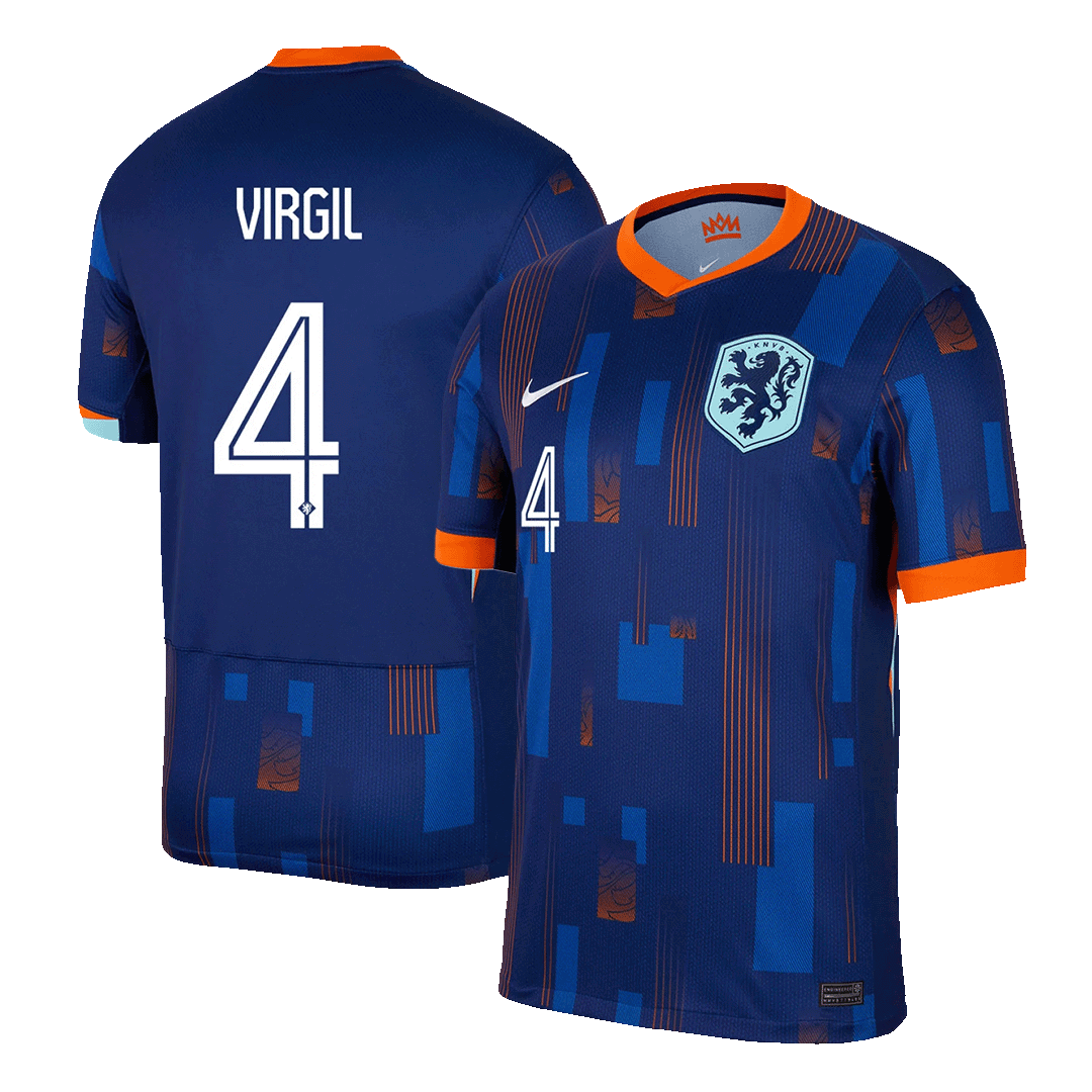 Camiseta de visitante de Holanda VIRGIL #4 para la Eurocopa 2024