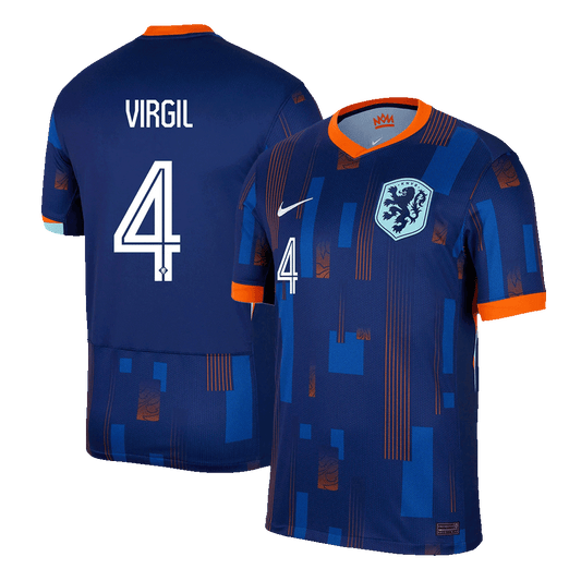 Camiseta de visitante de Holanda VIRGIL #4 para la Eurocopa 2024