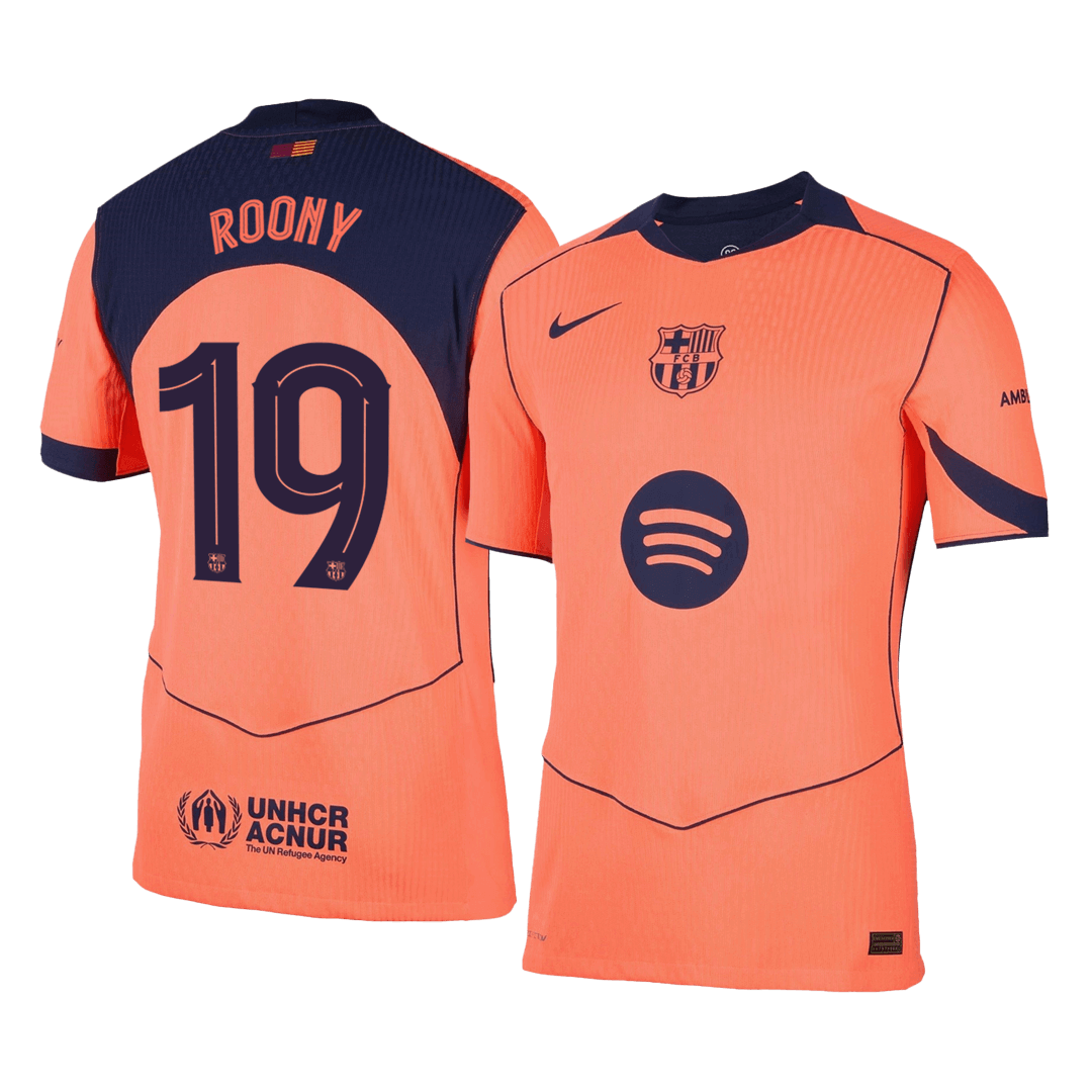Camiseta de fútbol de visitante del Barcelona 2025/26, auténtica, ROONY #19