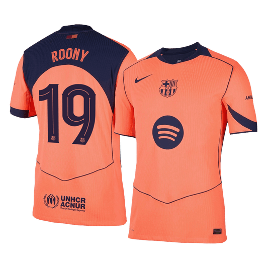 Camiseta de fútbol de visitante del Barcelona 2025/26, auténtica, ROONY #19