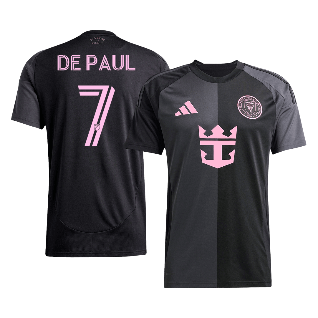 Camiseta de visitante del Inter Miami DE PAUL #7 2025, color negro y gris