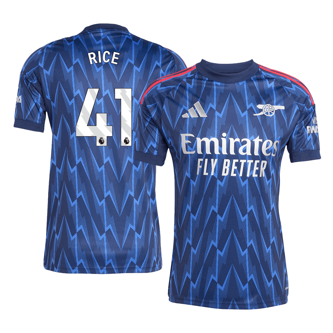 Camiseta de fútbol visitante del Arsenal RICE #41 2025/26 Azul