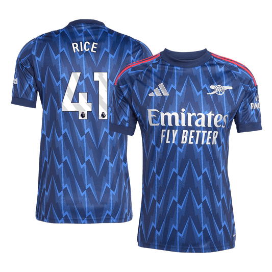 Camiseta de fútbol visitante del Arsenal RICE #41 2025/26 Azul