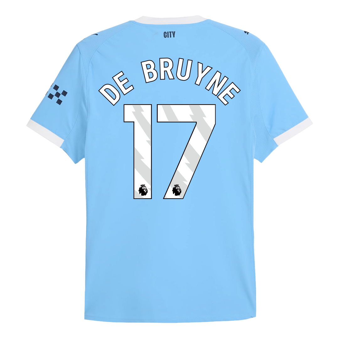 Camiseta de fútbol local auténtica de DE BRUYNE #17 del Manchester City 2025/26, azul
