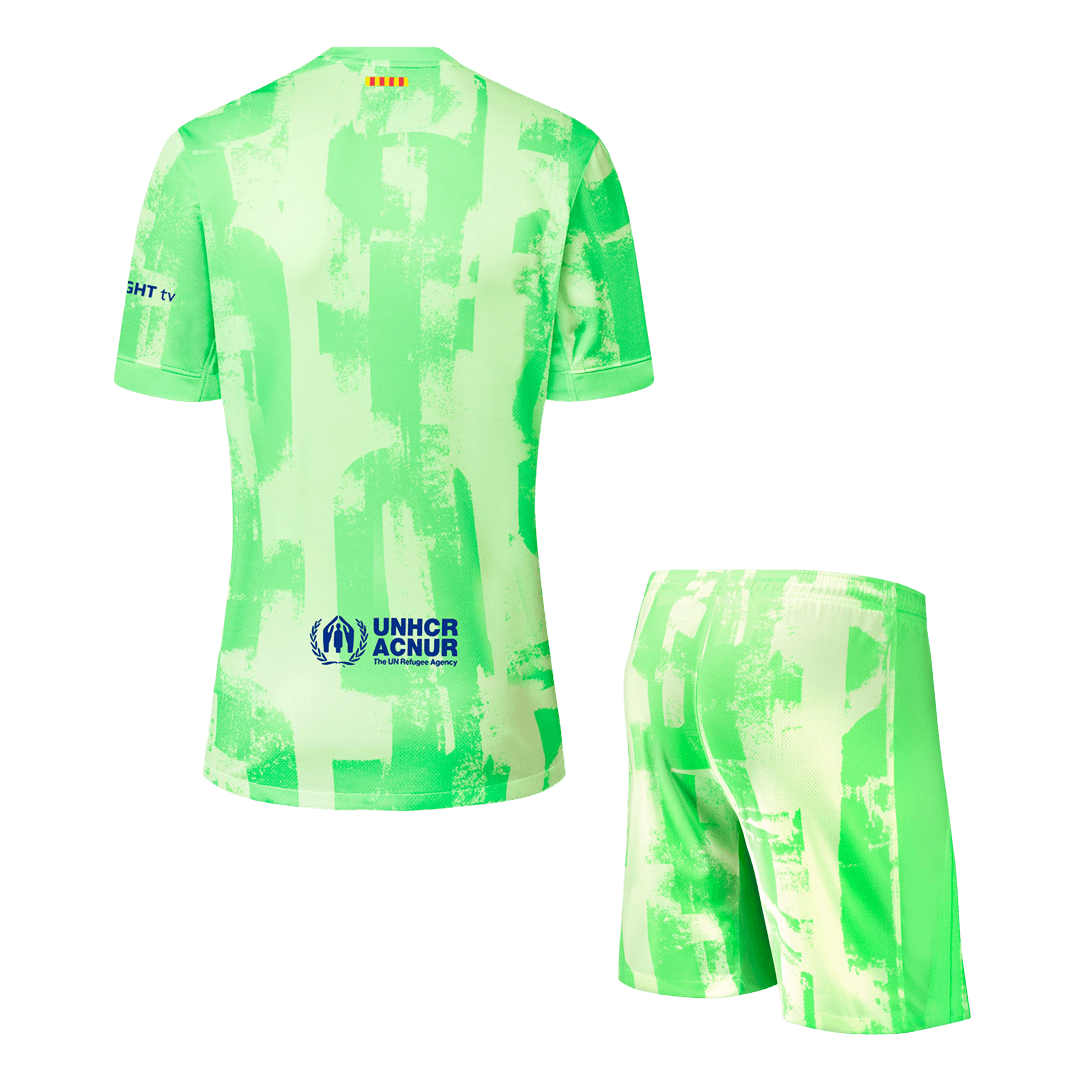 Kit de visitante del Barcelona (Kit + Pantalón) - UCL (Logotipo de Spotify sin texto)