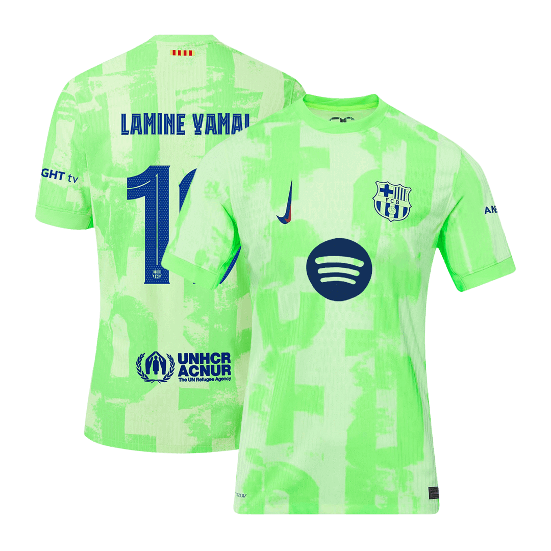 Camiseta de fútbol de visitante auténtica de LAMINE YAMAL #19 del Barcelona 2024/25 - UCL (logotipo de Spotify sin texto)