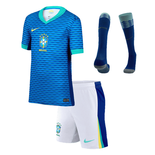 Kit de fútbol visitante de Brasil para niños (camiseta, pantalón corto y medias) Copa América 2024