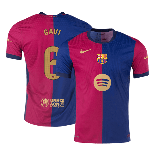 Camiseta de fútbol local auténtica del Barcelona n.° 6 de GAVI 2024/25 - Logotipo de Spotify sin texto
