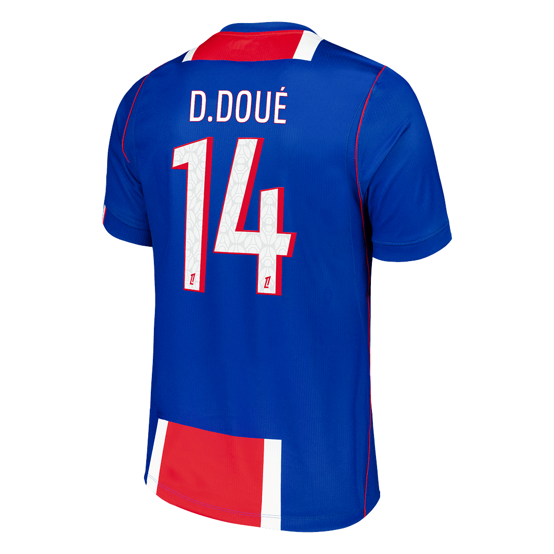 D.DOUE #14 Camiseta de fútbol del PSG para hombre, versión para aficionados, temporada 2026/27, color azul marino antiguo.