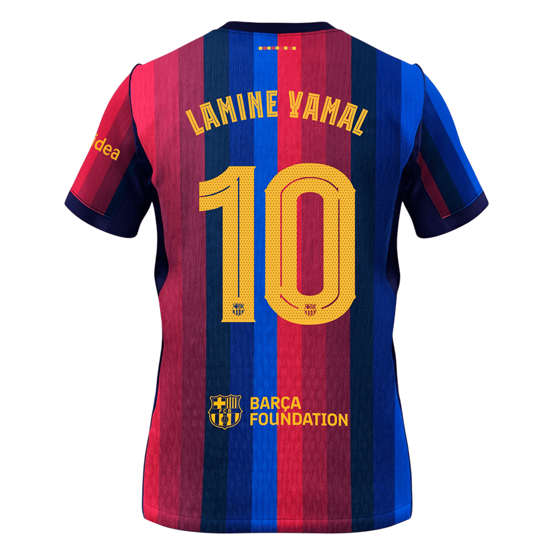 LAMINE YAMAL #10 Camiseta de fútbol de manga corta para hombre, temporada 26/27, Barcelona, local, azul y granate.