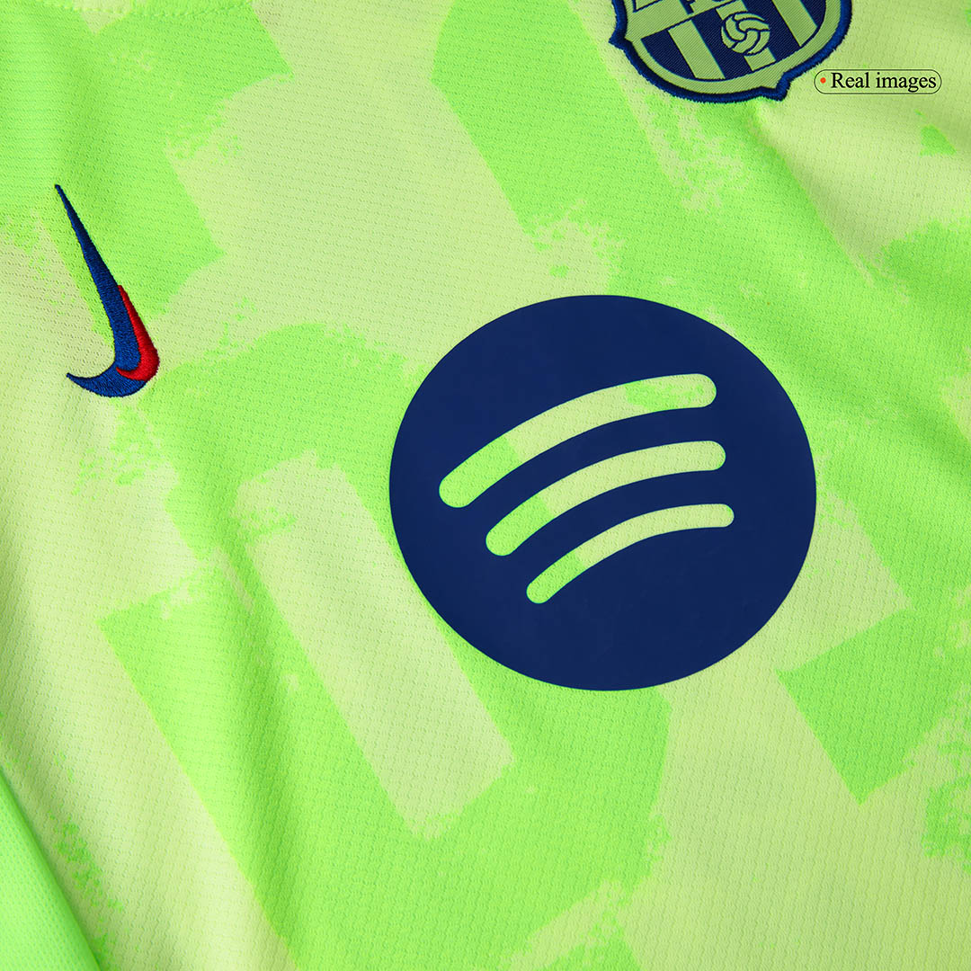 Kit de fútbol infantil de visitante del Barcelona (camiseta y pantalón corto) 2024/25 - UCL (logotipo de Spotify sin texto)