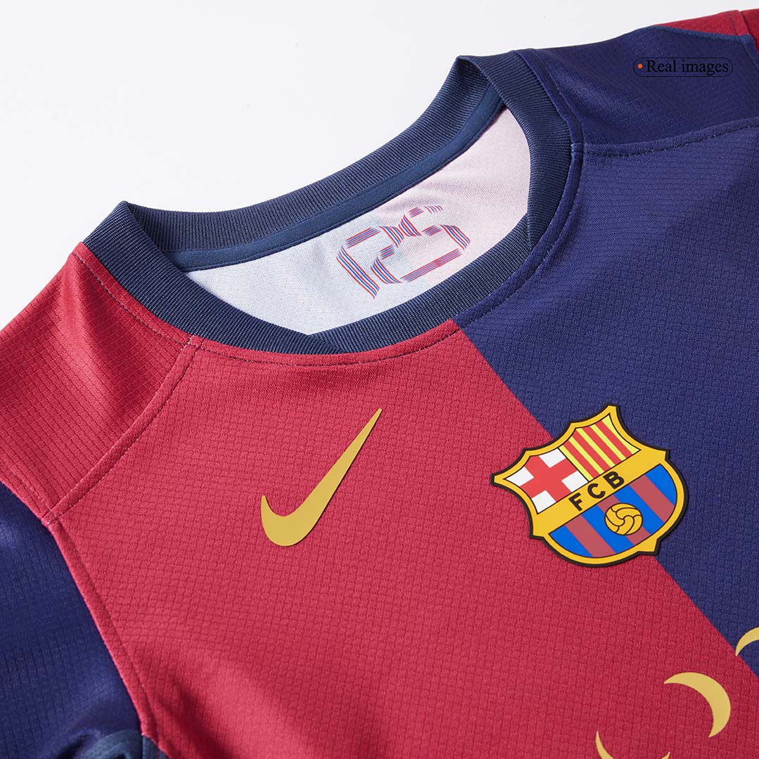 Kit de fútbol local del Barcelona x Coldplay para niños (camiseta y pantalón corto) 2024/25, rojo y azul