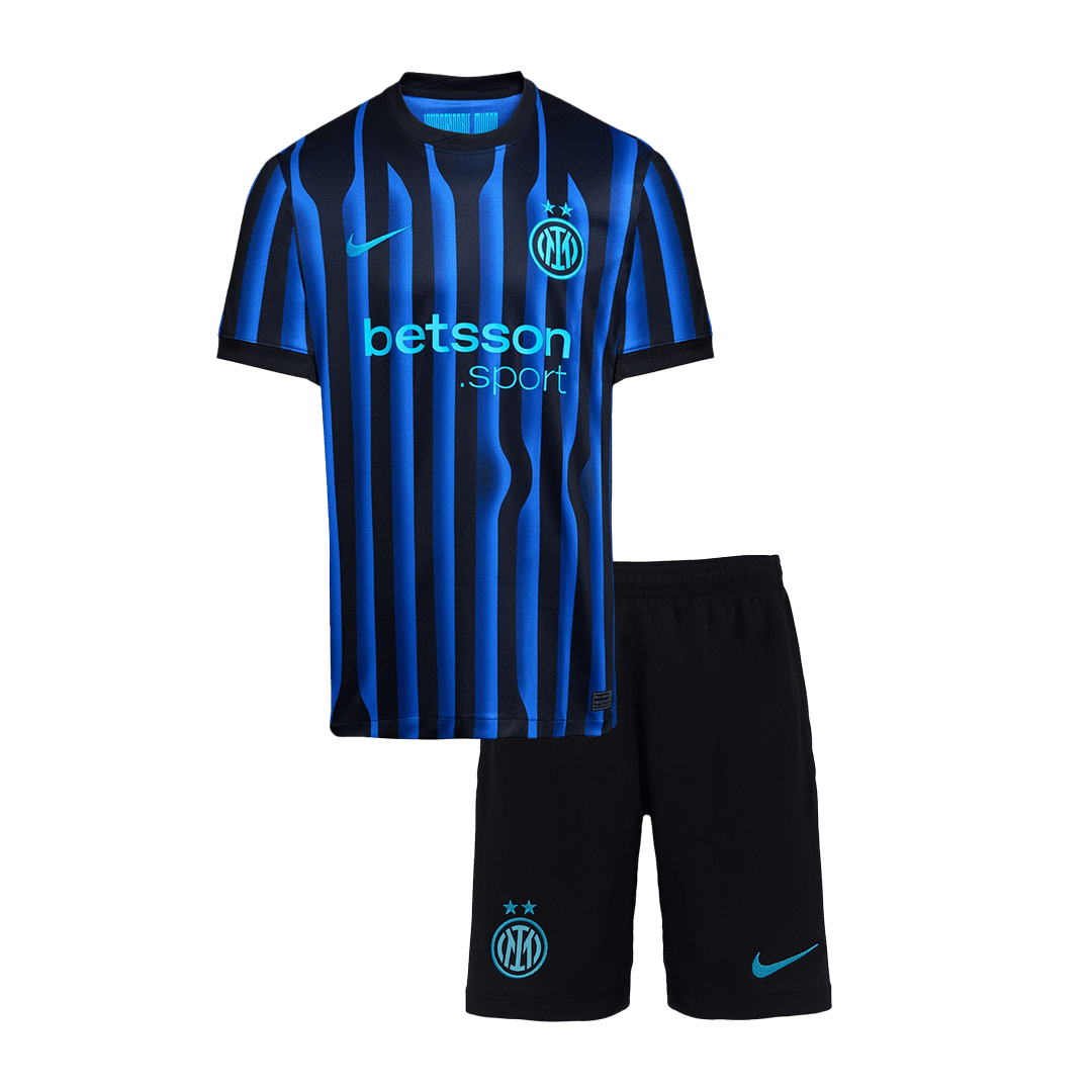 Kit de fútbol local del Inter de Milán para niño (camiseta y pantalón corto) 2025/26 azul y negro