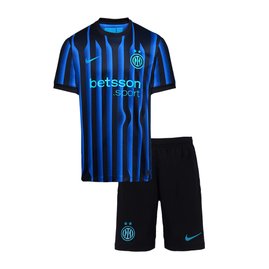 Kit de fútbol local del Inter de Milán para niño (camiseta y pantalón corto) 2025/26 azul y negro