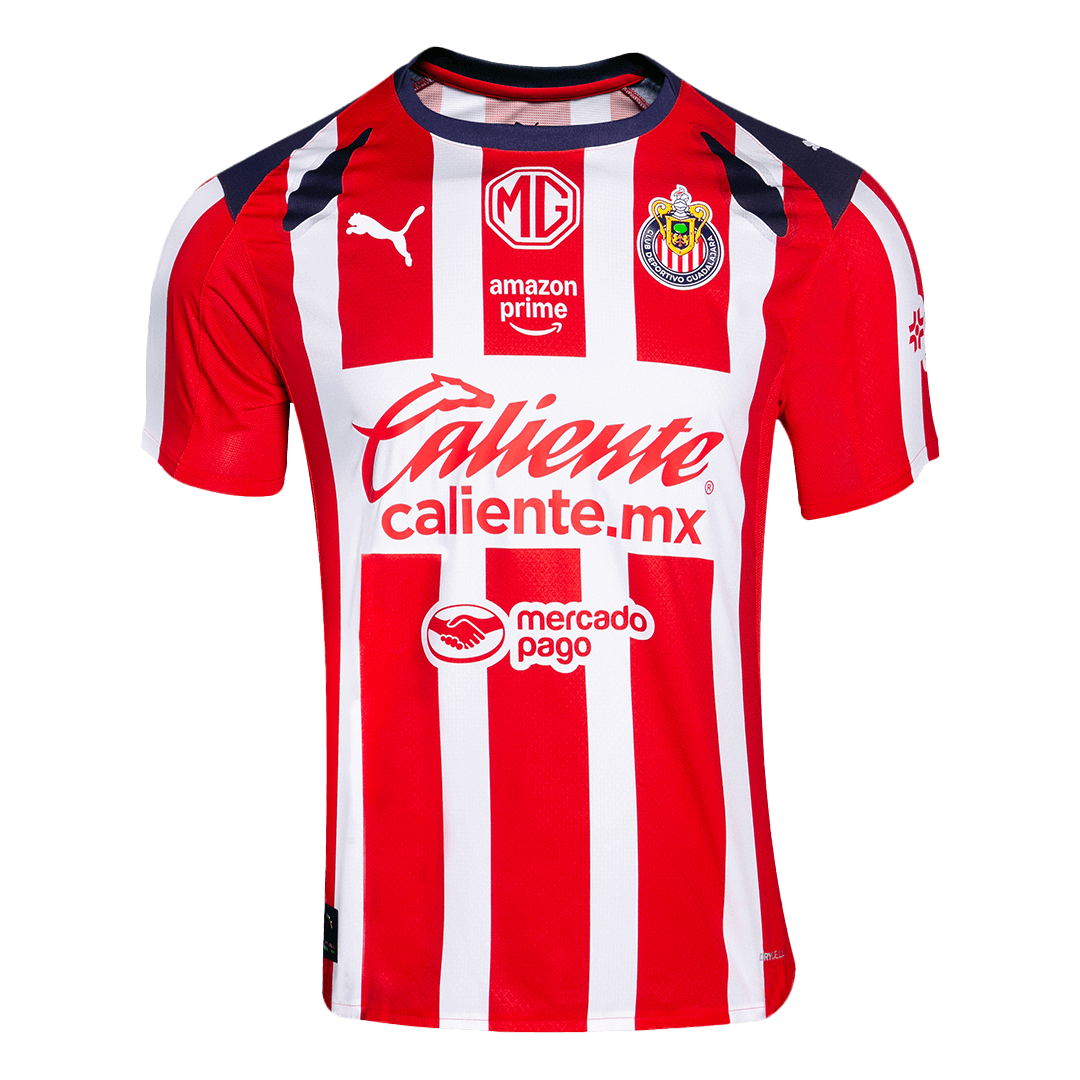 Camiseta de fútbol local de Chivas 2025/26 roja y blanca