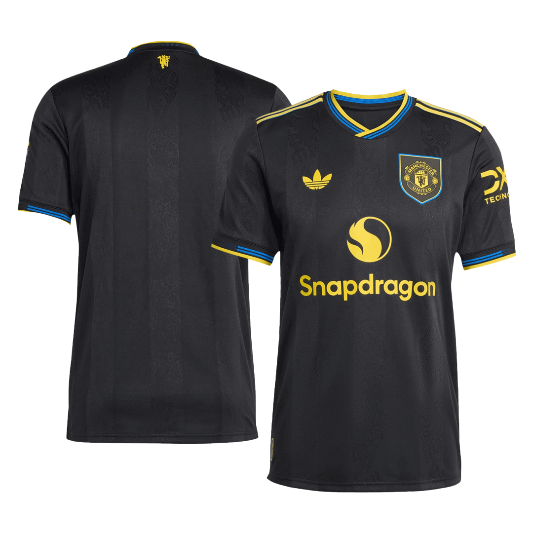 Camiseta de fútbol auténtica de visitante del Manchester United 2025/26, negra