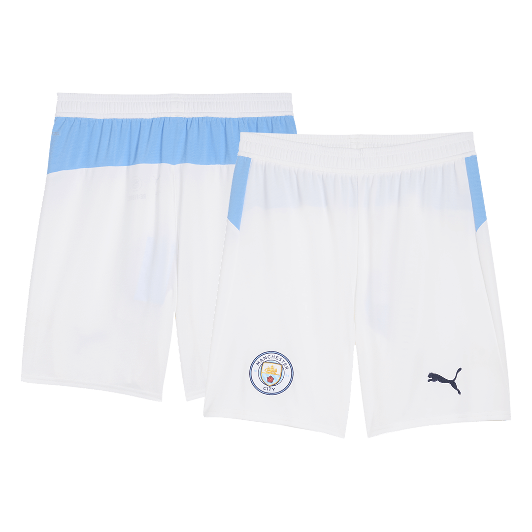 Kit de fútbol local del Manchester City (camiseta, pantalón corto y medias) 2025/26, azul