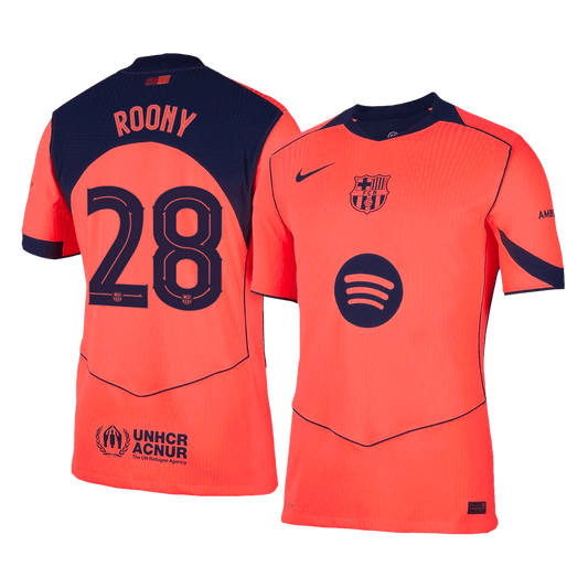 Camiseta de fútbol de visitante del Barcelona 2025/26, auténtica, ROONY #28