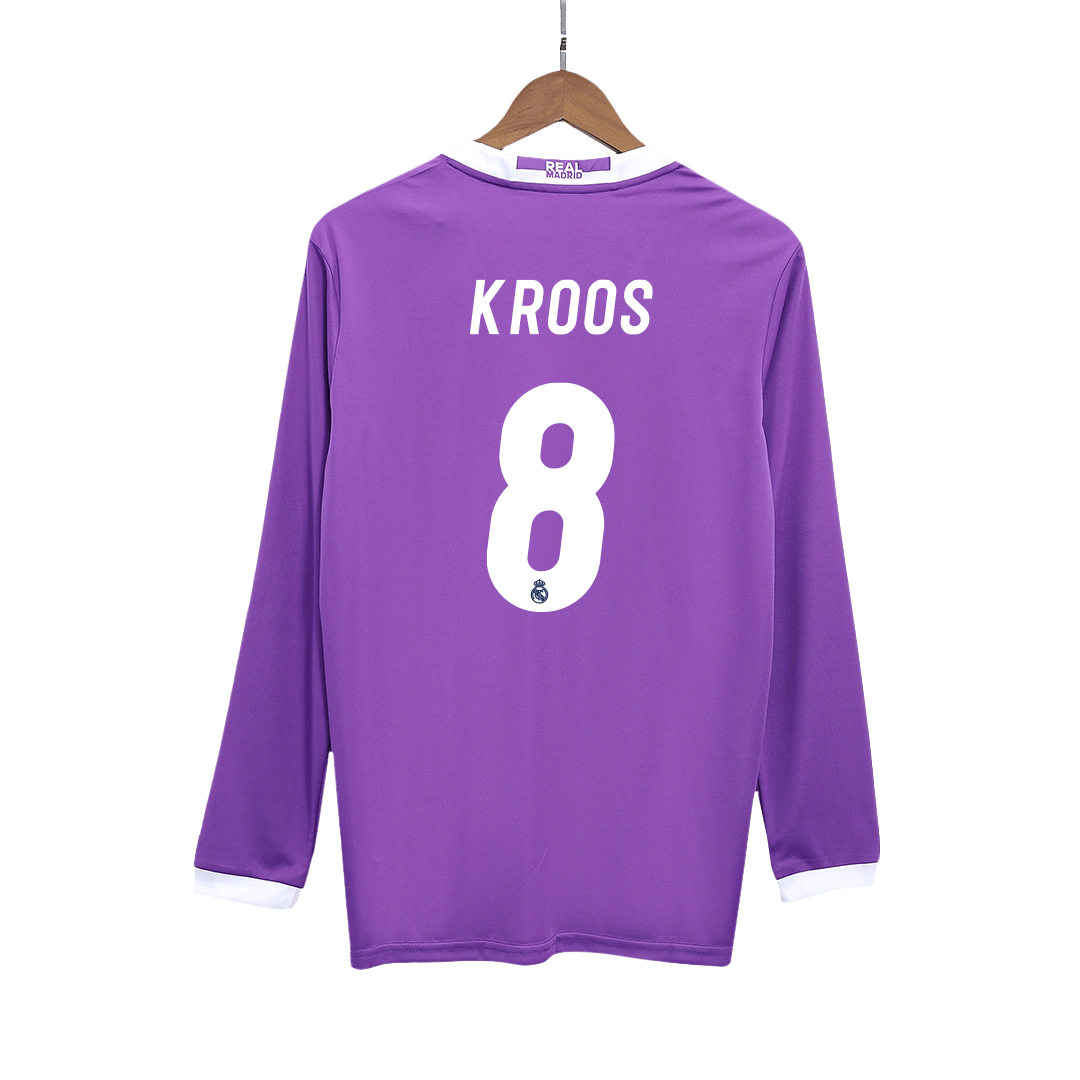 Camiseta de fútbol vintage de visitante del Real Madrid Kroos #8 2016/17, manga larga