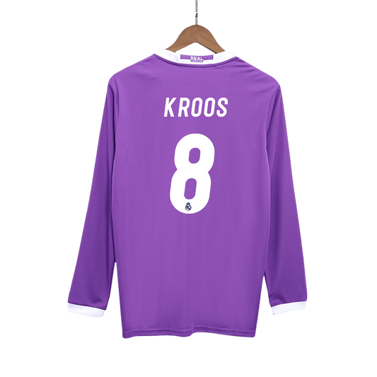 Camiseta de fútbol vintage de visitante del Real Madrid Kroos #8 2016/17, manga larga