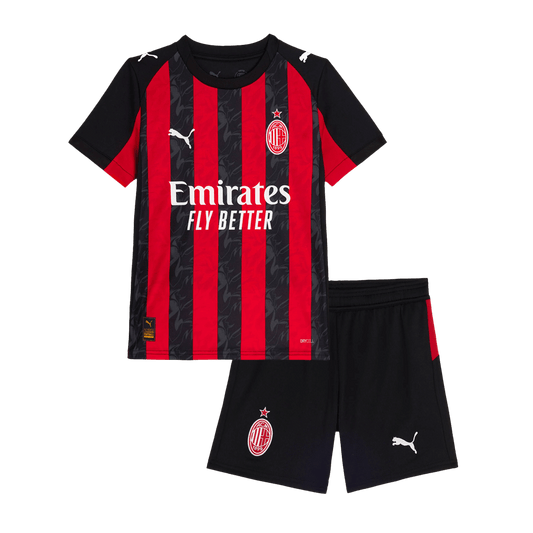 Kit de fútbol local del AC Milan para niño (Kit y pantalón corto) 2025/26, rojo y negro