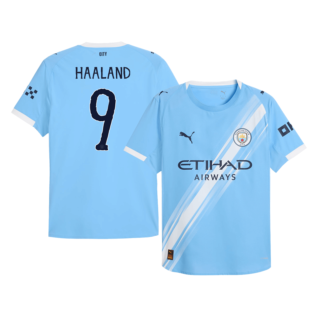 Camiseta de fútbol local auténtica de HAALAND #9 del Manchester City 2025/26, azul - Mundial de Clubes