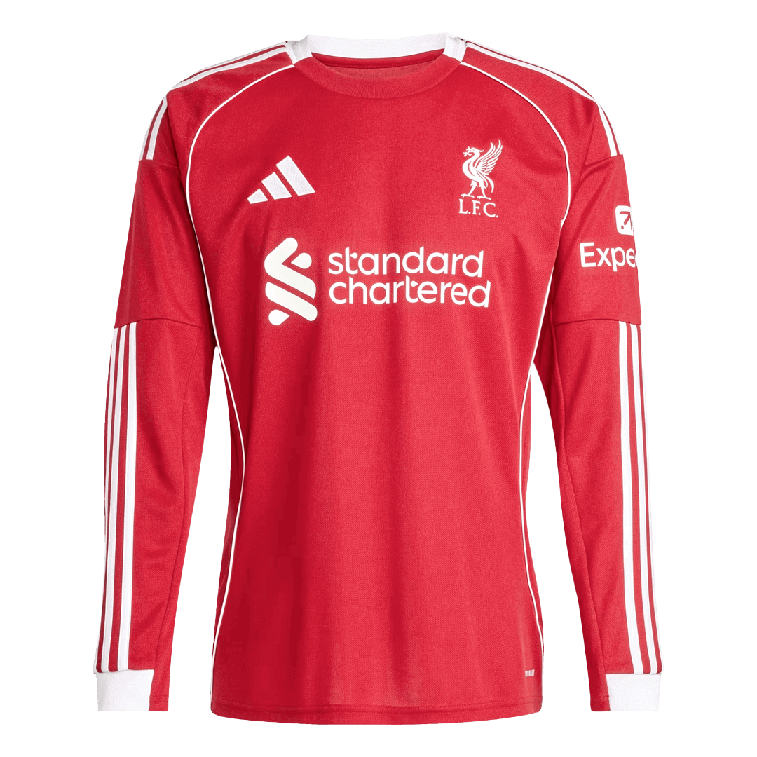 Camiseta de fútbol de manga larga de local del Liverpool 25/26 roja