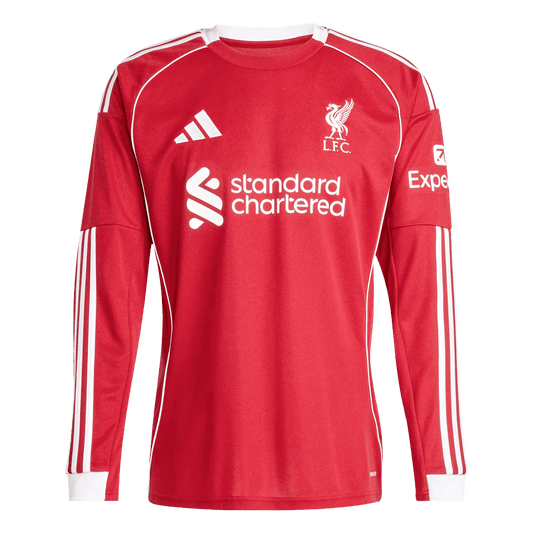 Camiseta de fútbol de manga larga de local del Liverpool 25/26 roja