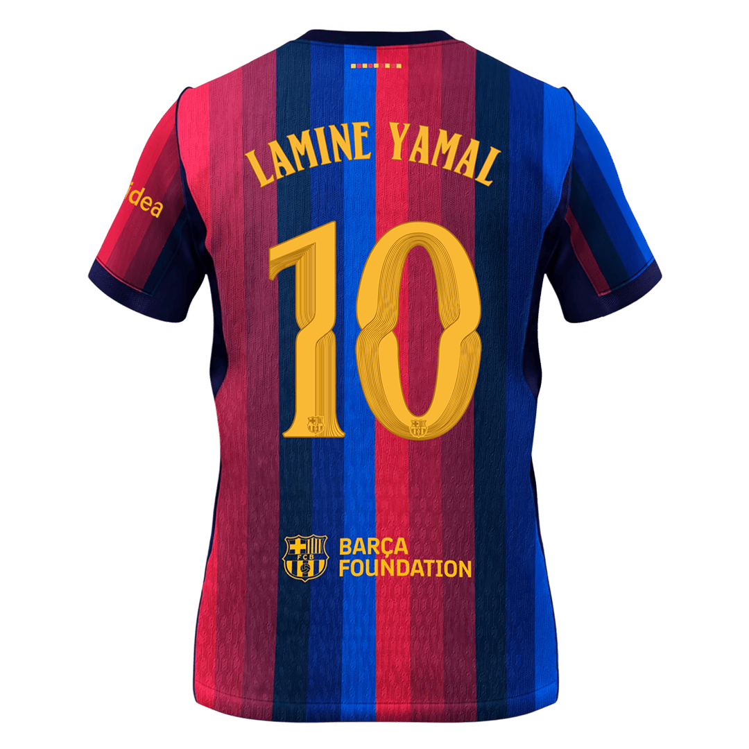 LAMINE YAMAL #10 Camiseta de fútbol de manga corta para hombre, temporada 26/27, Barcelona, azul y granate - UCL