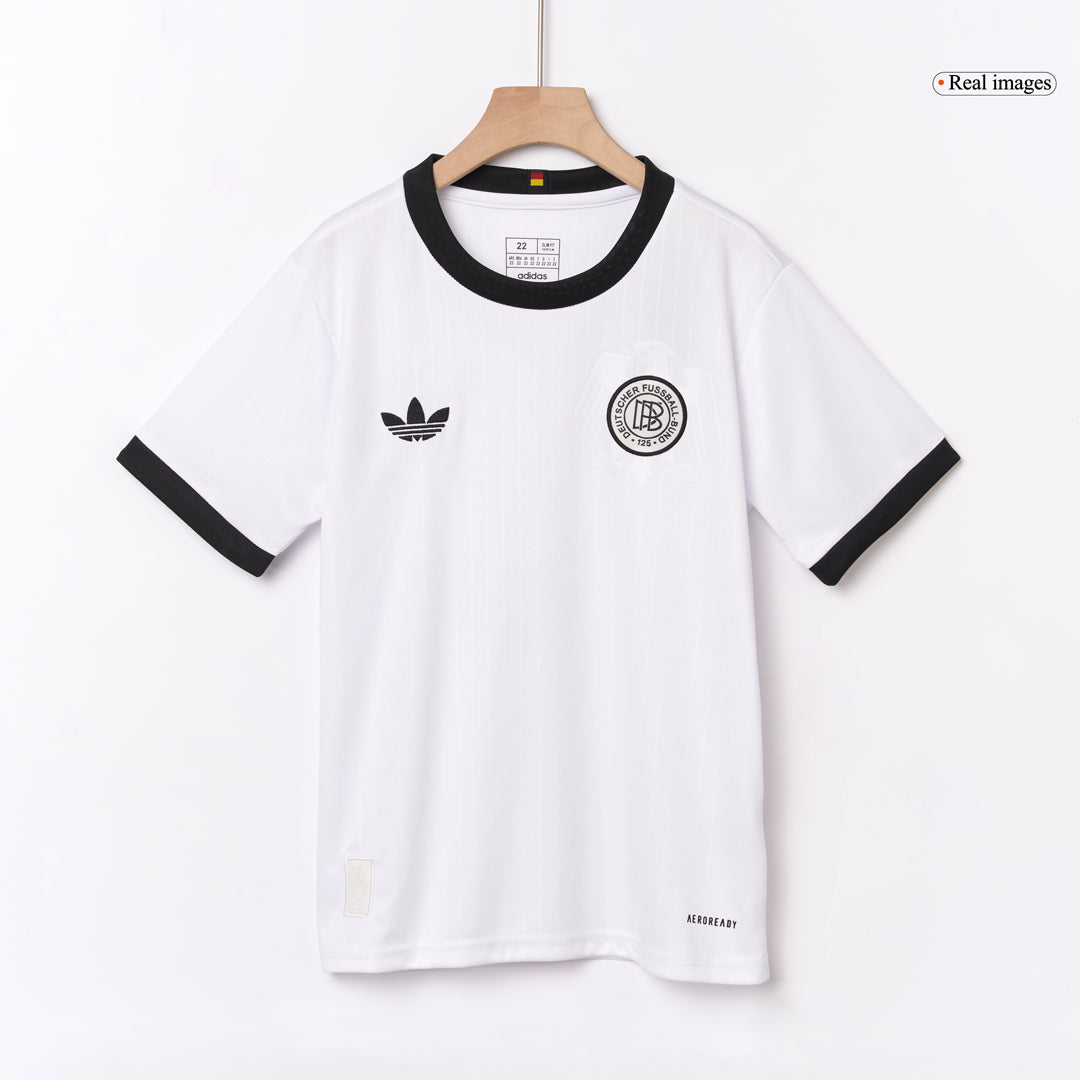 Kit de fútbol del 125.º aniversario de Alemania para niños (camiseta y pantalón corto) 2025, color blanco