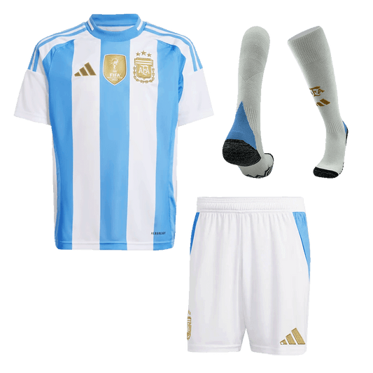 Kit de camiseta de fútbol local de Argentina para niños (camiseta, pantalón corto y medias) 2024