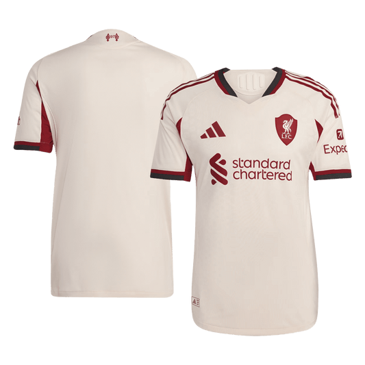Camiseta de fútbol visitante auténtica del Liverpool 25/26 blanca