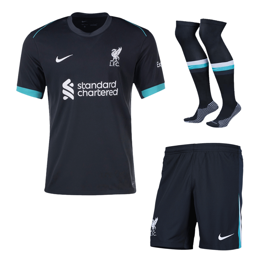 Kit de visitante del Liverpool (camiseta, pantalones cortos y calcetines)