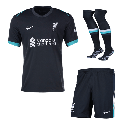 Kit de visitante del Liverpool (camiseta, pantalones cortos y calcetines)