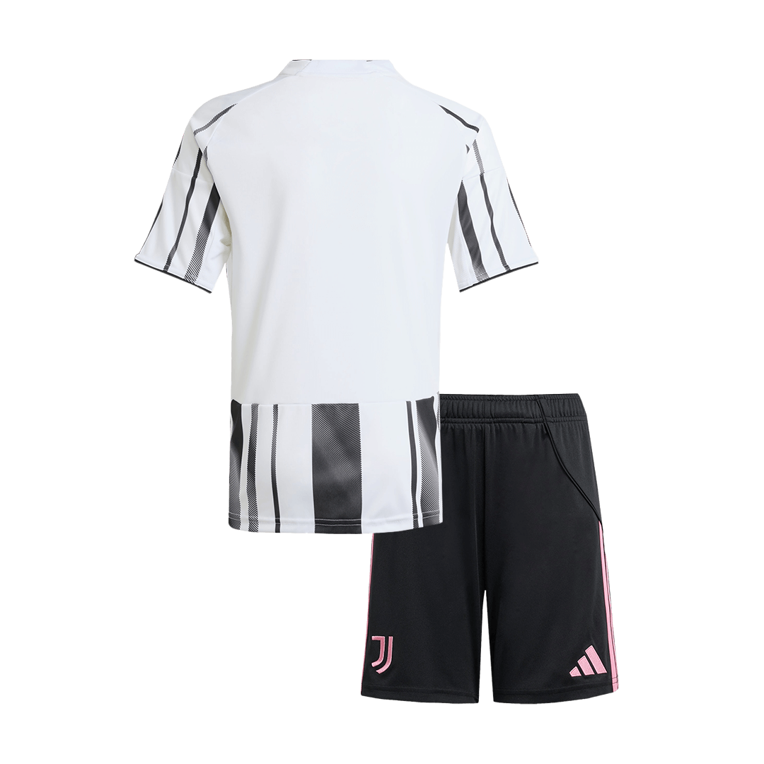Kit de camiseta de fútbol local de la Juventus para niños (camiseta y pantalón corto) 2025/26, negro y blanco