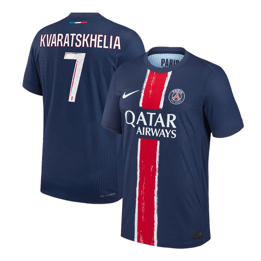 Camiseta de fútbol local auténtica KVARATSKHELIA #7 del PSG 2024/25, azul marino