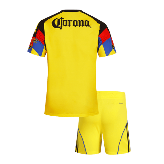 Kit de fútbol local del Club América para niños (camiseta y pantalones cortos) 2025/26, amarilla
