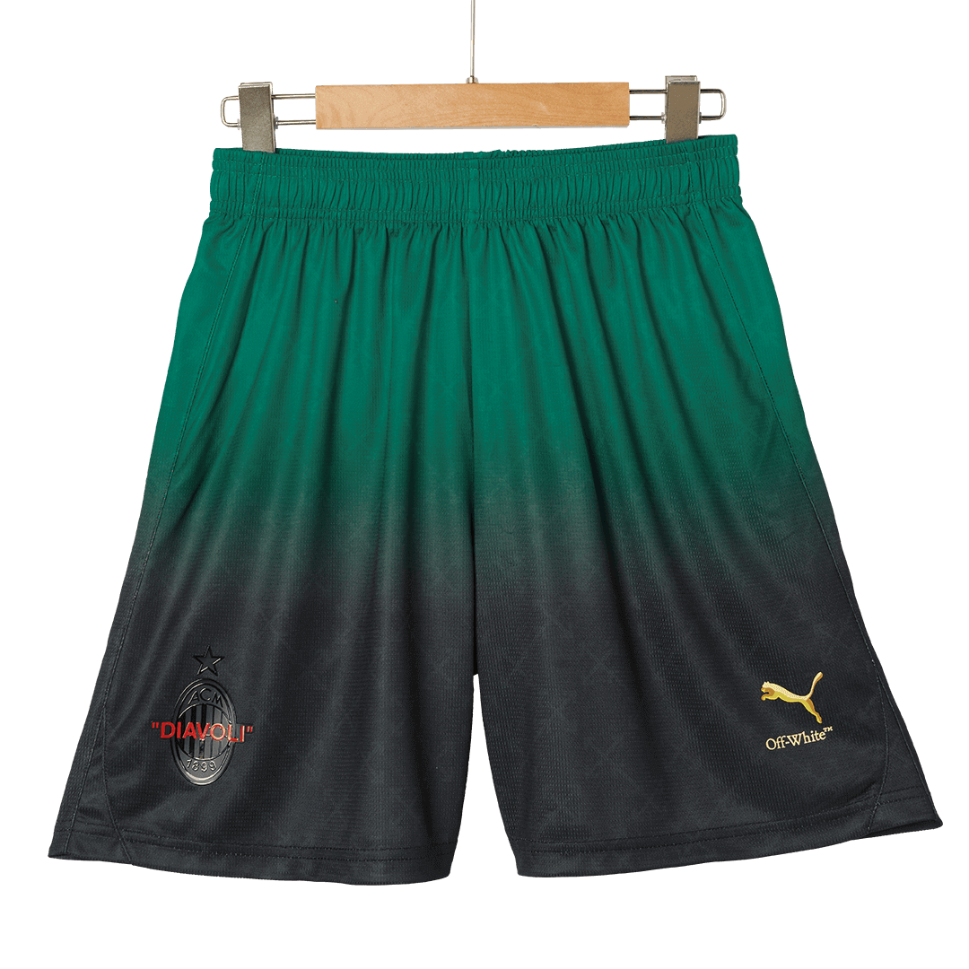 Kit de fútbol visitante del AC Milan (Kit y pantalón corto) 2024/25, verde y negro