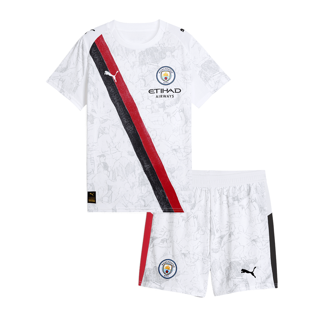 Kit de fútbol infantil del Manchester City KidSuper (Kit y pantalón corto) 2025/26, blanca - Mundial de Clubes