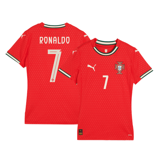 Camiseta de fútbol local de Portugal RONALDO #7 para mujer 2025, roja
