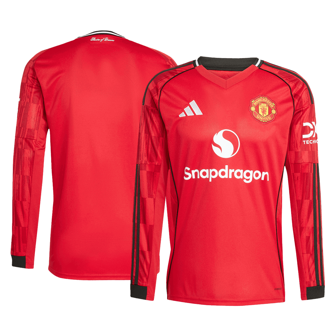 Camiseta de fútbol de manga larga del Manchester United 2025/26, roja