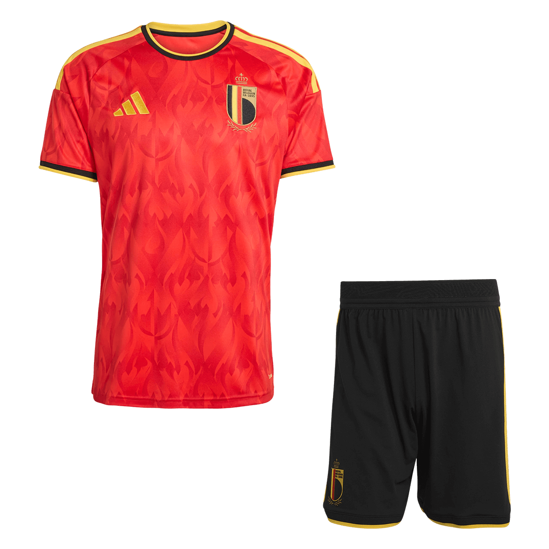 Equipación local de la selección hombre de Bélgica (camiseta + pantalón corto) para el Mundial 2026.