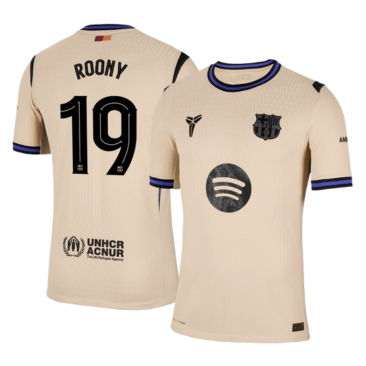 Camiseta de fútbol visitante auténtica del Barcelona 2025/26 ROONY #19, amarilla - UCL