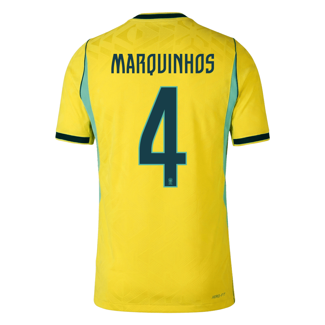 Auténtica camiseta de local de la selección brasileña de fútbol de Marquinos #4, temporada 2026