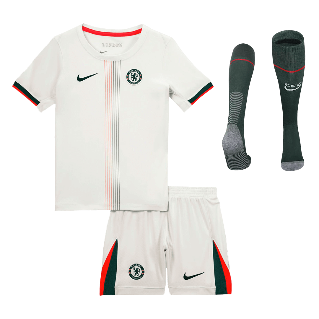 Kit de visitante del Chelsea para niño (camiseta, pantalón corto y calcetines) 2025/26, color blanco