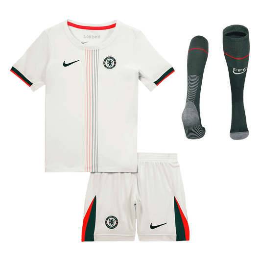 Kit de visitante del Chelsea para niño (camiseta, pantalón corto y calcetines) 2025/26, color blanco