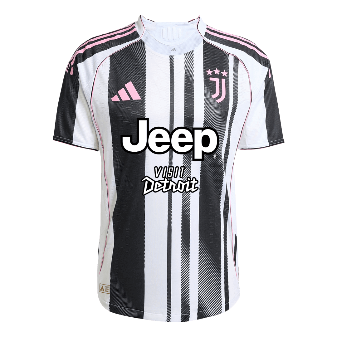 Camiseta de fútbol local auténtica de la Juventus 2025/26 en blanco y negro