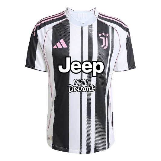 Camiseta de fútbol local auténtica de la Juventus 2025/26 en blanco y negro